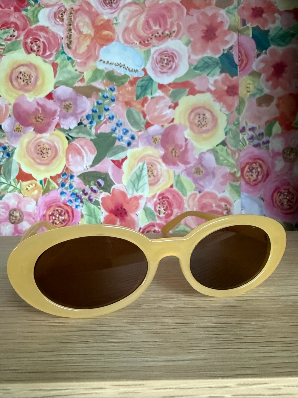 Yellow Oval Retro Sunglasses